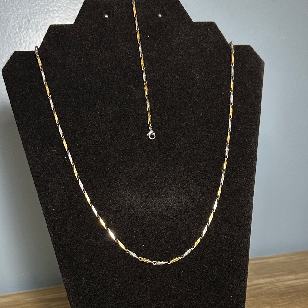 Stainless Steel Two-Tone Necklace and Bracelet set
